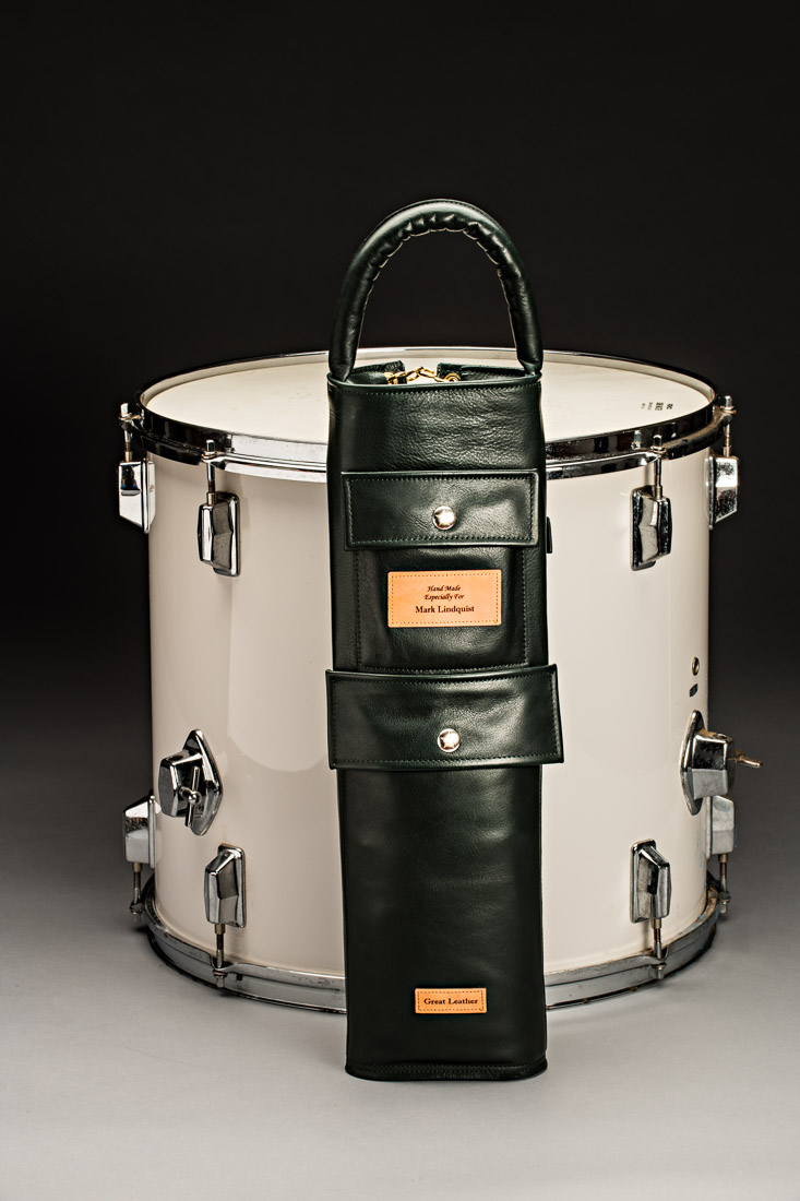 Premium drumstick bag by Great Leather. Endorsed by Rich Redmond of Jason Aldean, featured in Modern Drummer Magazine, used the world over by great drummers everywhere. The 'Rolls Royce of stickbags' says Charlie Morgan (drummer for Elton John).