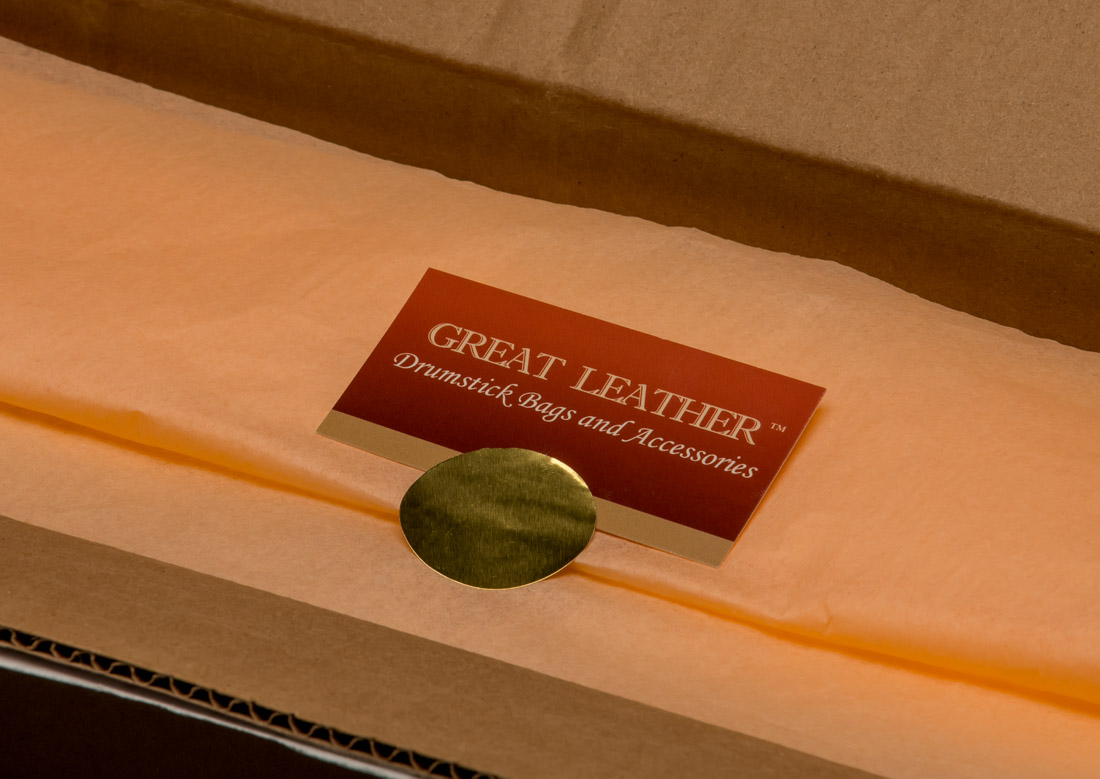 Beautiful packaging for a best gift for drummers. Especially as a graduation gift for a drummer musician or just a special percussion student gift. The Great Leather Drumstick Bag is also a great unique gift for a musician's birthday, Christmas gift, or a milestone accomplishment of any percussionist.